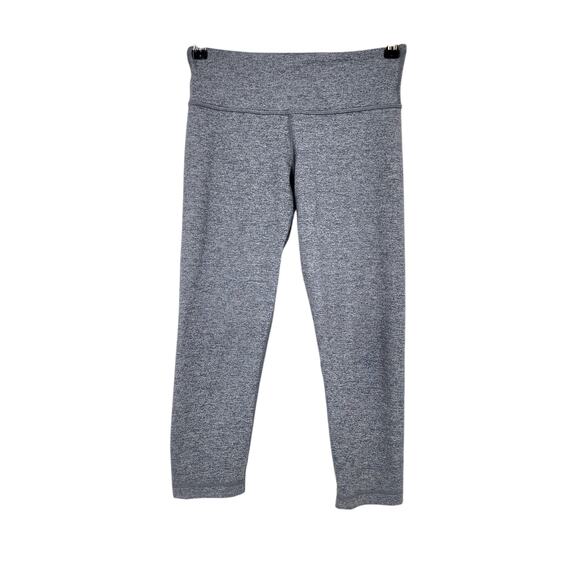 Lululemon Heathered Gray Cropped High Rise Athletic Soft Leggings Size 4 - Picture 1 of 4